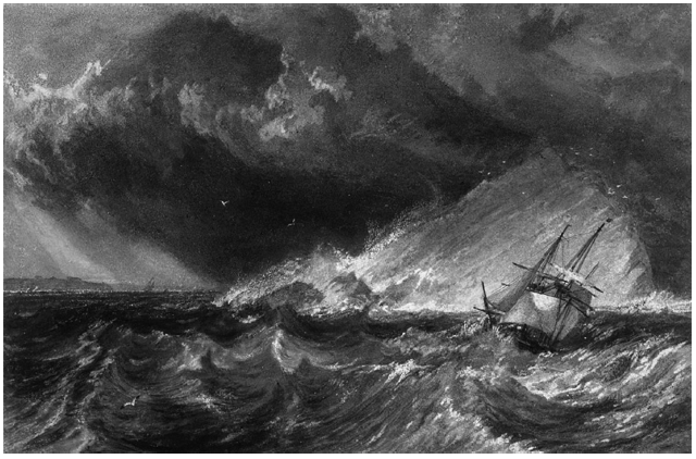 La manifestaci&oacute;n de lo sublime en la naturaleza: A Ship against the&nbsp; Mewstone, at the Entrance&nbsp;to Plymouth Sound (1814), obra de Joseph Mallord William Turner (1775-1851).