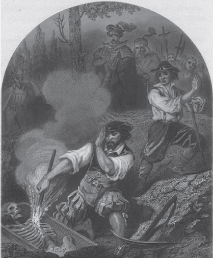 Le vampire, litograf&iacute;a del artista Louis Pierre Ren&eacute; de Moraine (1816-1864) publicada en Les Tribunaux Secrets (1864).