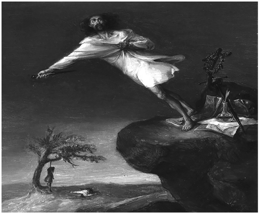 S&aacute;tira del suicidio rom&aacute;ntico (1839), &oacute;leo sobre lienzo de Leonardo&nbsp;Alenza y Nieto (1807-1945), una de las obras simb&oacute;licas m&aacute;s se&ntilde;eras del Romanticismo&nbsp;en el arte espa&ntilde;ol y adquirida por Enrique Aguilera y Gamboa (1845-1922), marqu&eacute;s de Cerralbo (Museo del Romanticismo, Madrid, Espa&ntilde;a).